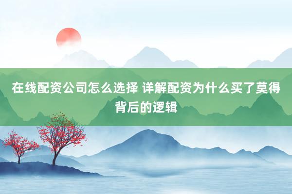 在线配资公司怎么选择 详解配资为什么买了莫得背后的逻辑